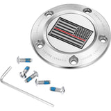 Figurati Designs Timing Cover 5 Hole Red Line American Flag Stainless Steel - FD73-TC-5H-SS For Harley Motorcycles 1999-2017