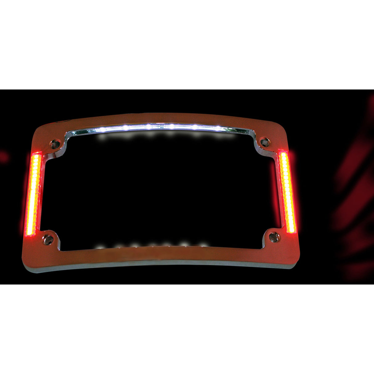 CUSTOM DYNAMICS 2030-0843 TF06-C Tri-Radius License Plate Frame with Flushmount LEDs Tri-Radius License Plate Frame w Flushmount LEDs - Chrome