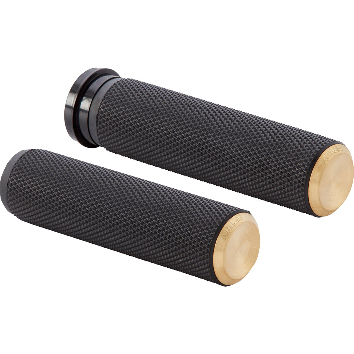 Arlen Ness Knurled Grips TBW Brass - 07-334 For Harley Motorcycles 2008-2025