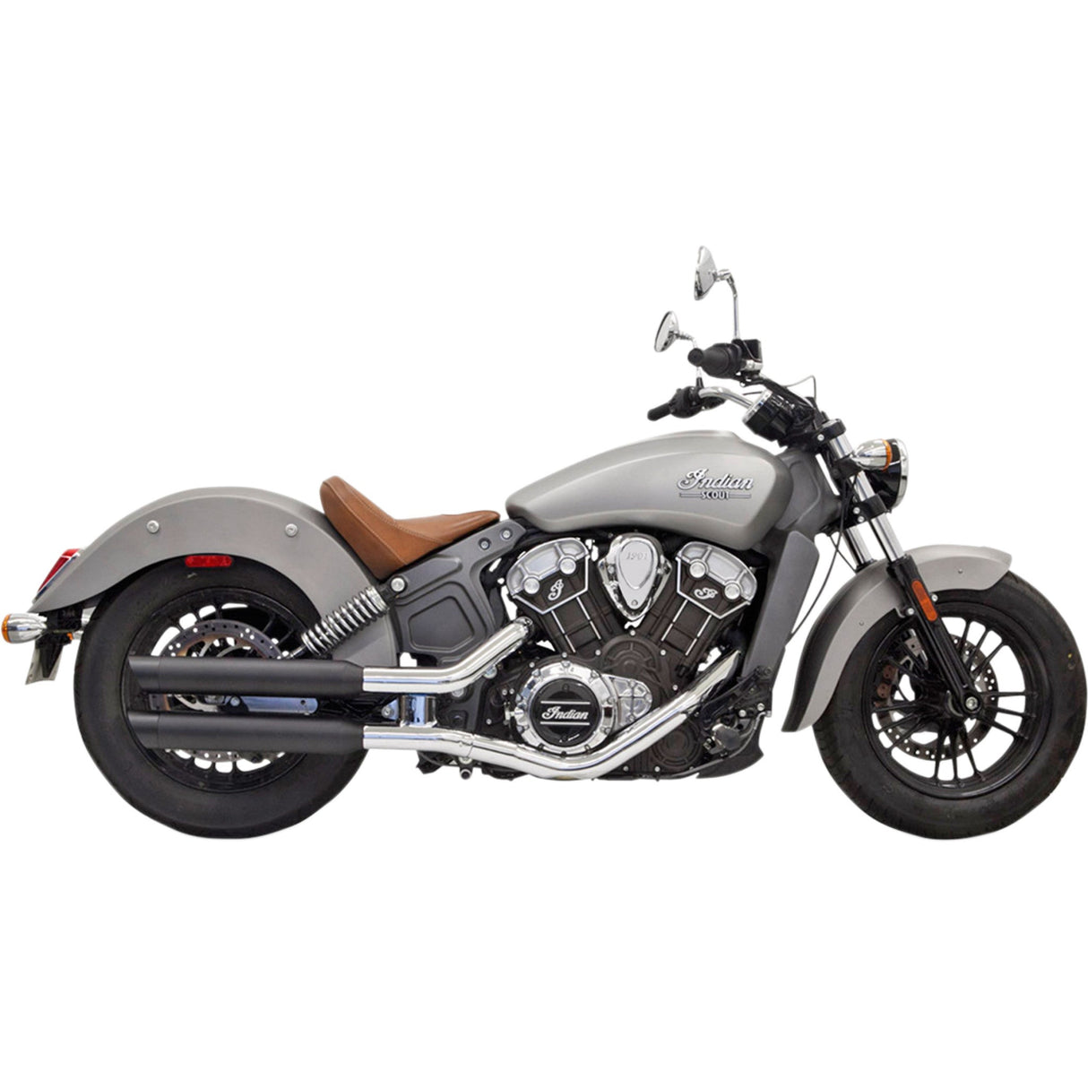 Bassani Xhaust Slip-On Mufflers 3" Billet End Cap Black - 8S27BSB For Indian Scout 2015-2024