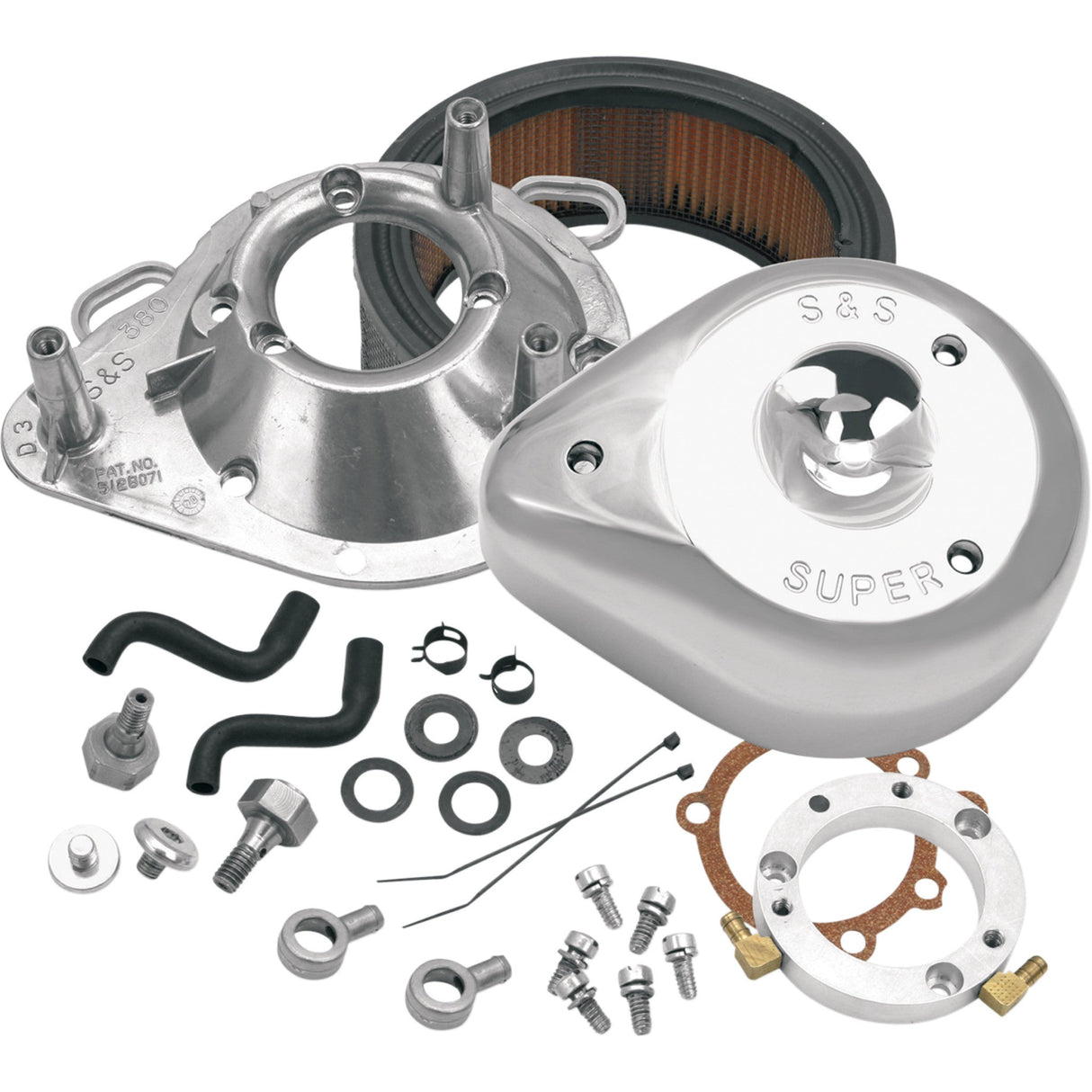 S&S CYCLE 1010-0325 17-0450 Teardrop Air Cleaner Kit - Chrome