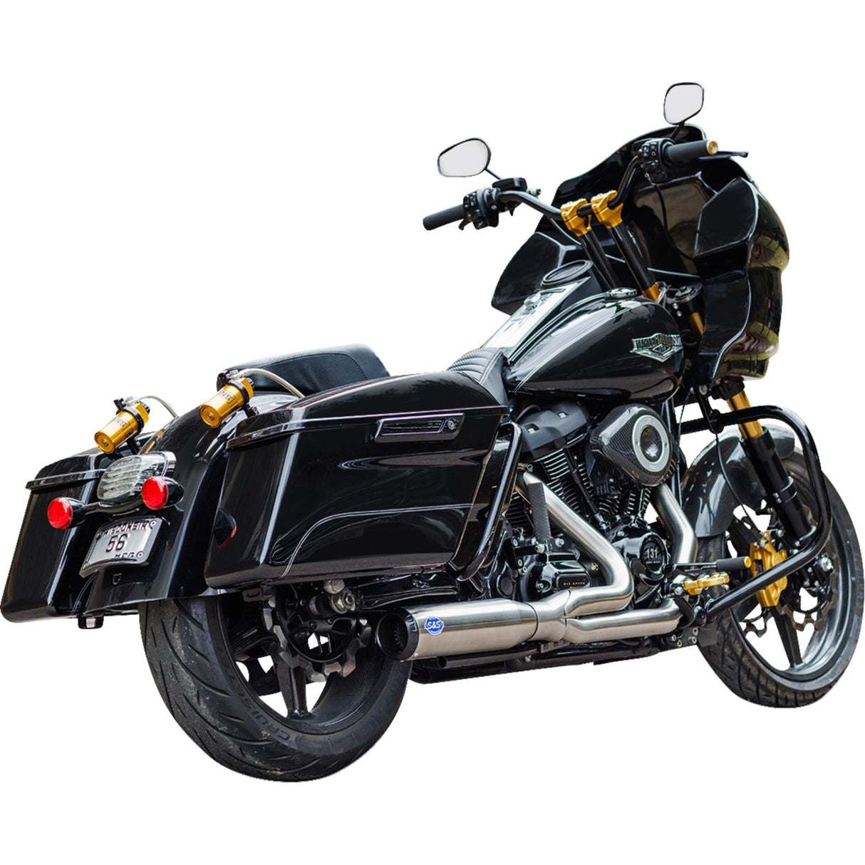 S&S Cycle 2-Into-1 Qualifier Exhaust System Race Only Brushed Stainless - 550-1107 For Harley Touring 2017-2023