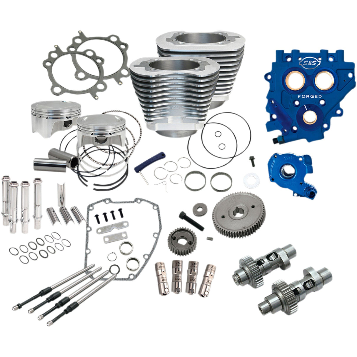S&S Cycle 110" Power Package Performance Kit Gear Drive Silver - 330-0667 For Harley Motorcycles 2007-2017