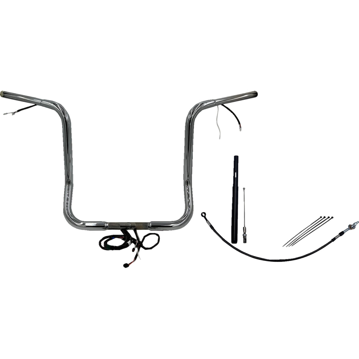 FAT Baggers INC. EZ Install Wired 1-1/4" Round Top Handlebar Kit 16" Chrome - 912516 For Harley Touring 2021-2022