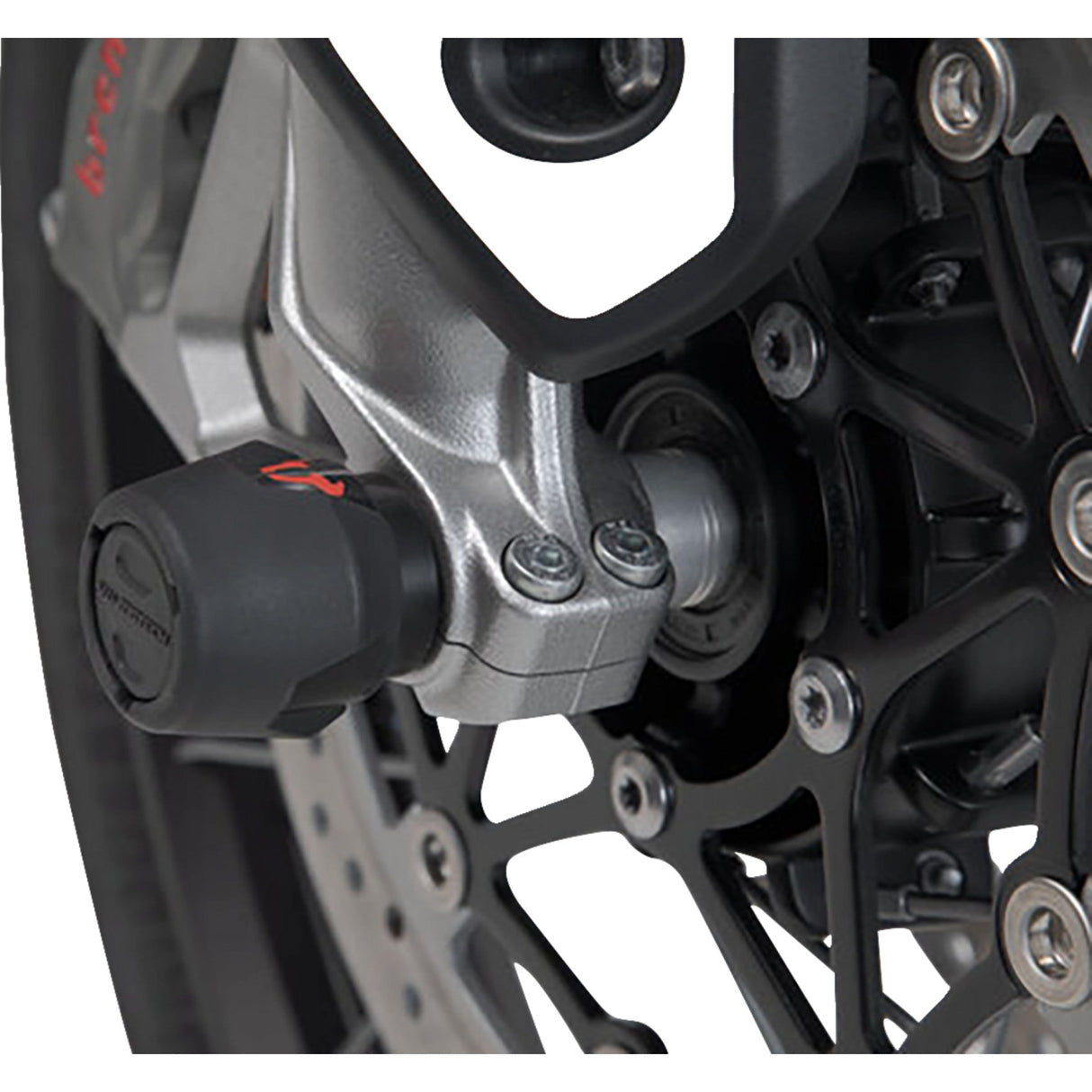 SW-Motech Front Axle Slider Front Set - STP.11.176.10201/B For Triumph Motorcycles 2012-2023 | Yamaha 1300 2015-2016