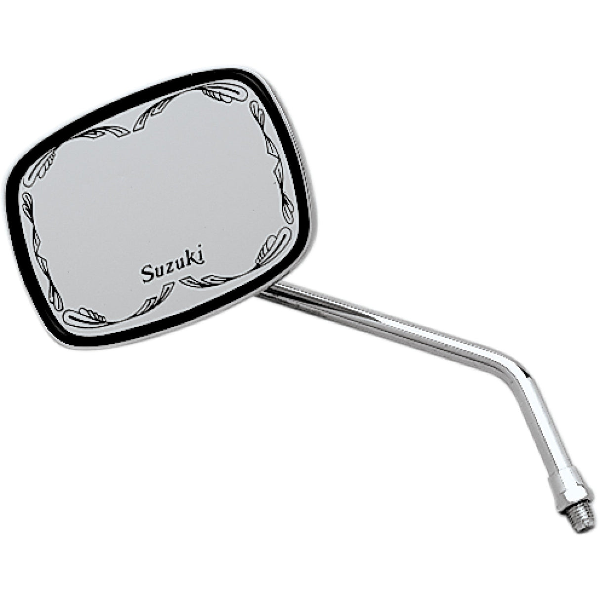 EMGO 2021760 20-21760 Die-Cast Scrolled Mirror Mirror - Die-Cast - Suzuki Scrolled - Side View - Rectangle - M10 x 1.25 - Chrome - Left/Right
