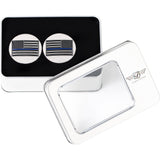 Figurati Designs Swing Arm Covers Blue Line American Flag Custom Reversed - FD70-ABFL-SS For Harley Motorcycles 1980-2026