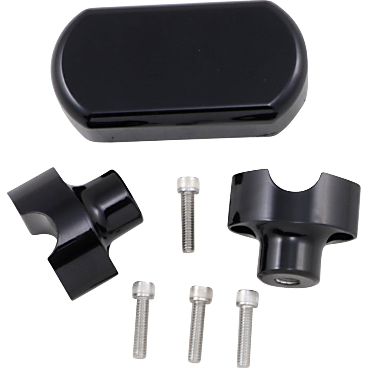 LA CHOPPERS 0602-0613 LA-7442-01B Solid Handlebar Riser & Top Clamp Kit - Risers - Solid Top - 1-1/2" - Black