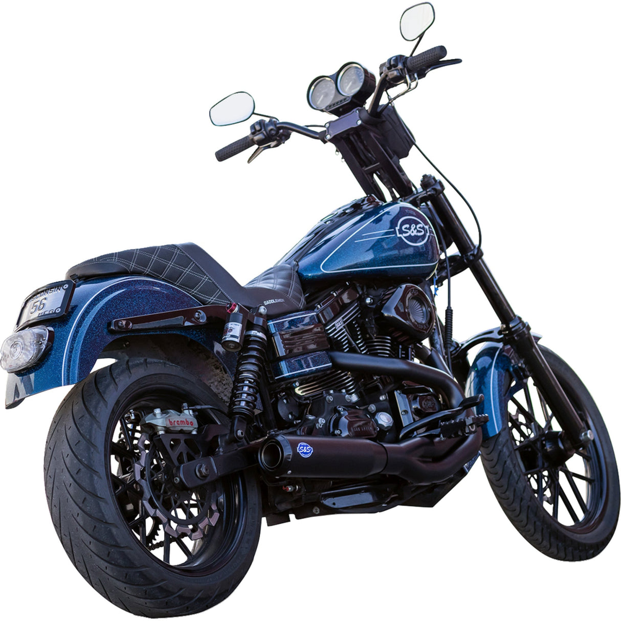 S&S Cycle 2-Into-1 Qualifier Exhaust System Guardian Black - 550-1098 For Harley Dyna 2006-2007