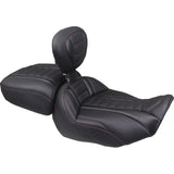 MUSTANG 0801-2160 89401DC Deluxe Touring Solo Seat w/ backrest - dark cherry stitch - flt/flh '23-'25