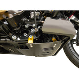 Thrashin Supply CO. Carbon Fiber Skid Plate Gloss With Gold Brackets - TSC-3034-5 For Harley Touring 2023-2026