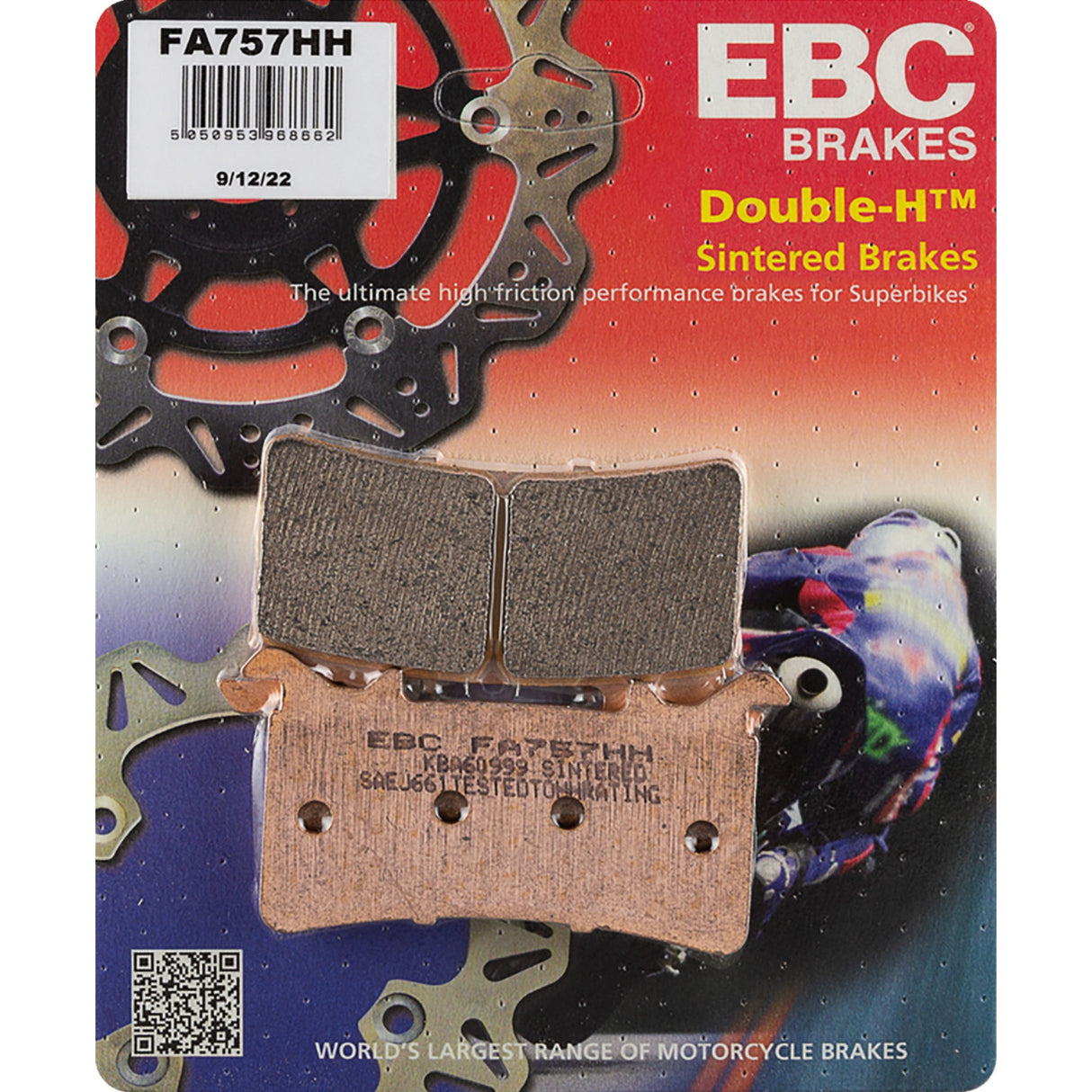 EBC Sintered "HH" Brake Pads - FA757HH For BMW M1000RR / 1000 / S1000RR / M1000XR 2021-2024 | Honda CBR1000RR Fireblade 2021-2023