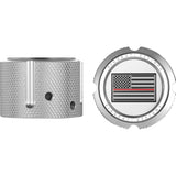 Figurati Designs Front Axle Nut Cover Front Stainless Steel Red Line Flag Silver - FD73-FAC-SS For Harley Motorcycles 2002-2022