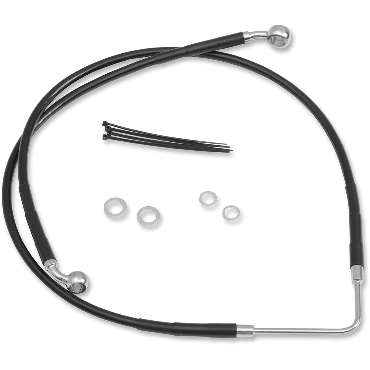 Drag Specialties Stainless Steel Brake Line Kit Front (Upper) Black For Harley Dyna Wide Glide 2006-2007