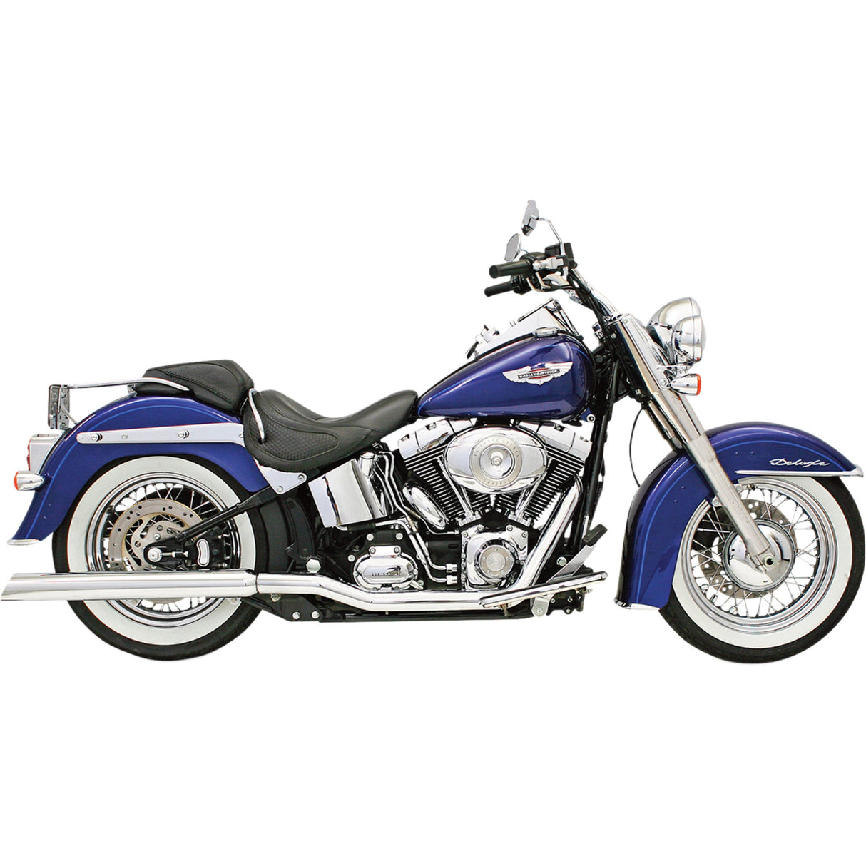 Bassani Xhaust Slip-On Mufflers For True Dual Headers Slant-Cut With Standard 2" Baffles Chrome - 31117C For Harley Softail 1989-2017