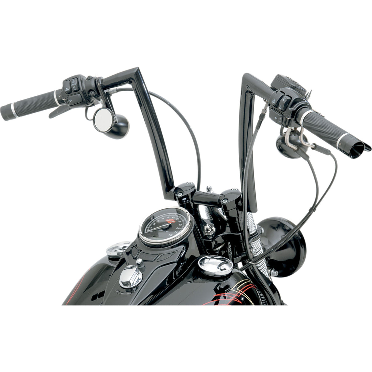 Todd's Cycle 1-1/4" Strip Handlebar Springer 12" Rise Black For Harley Softail 1988-2011