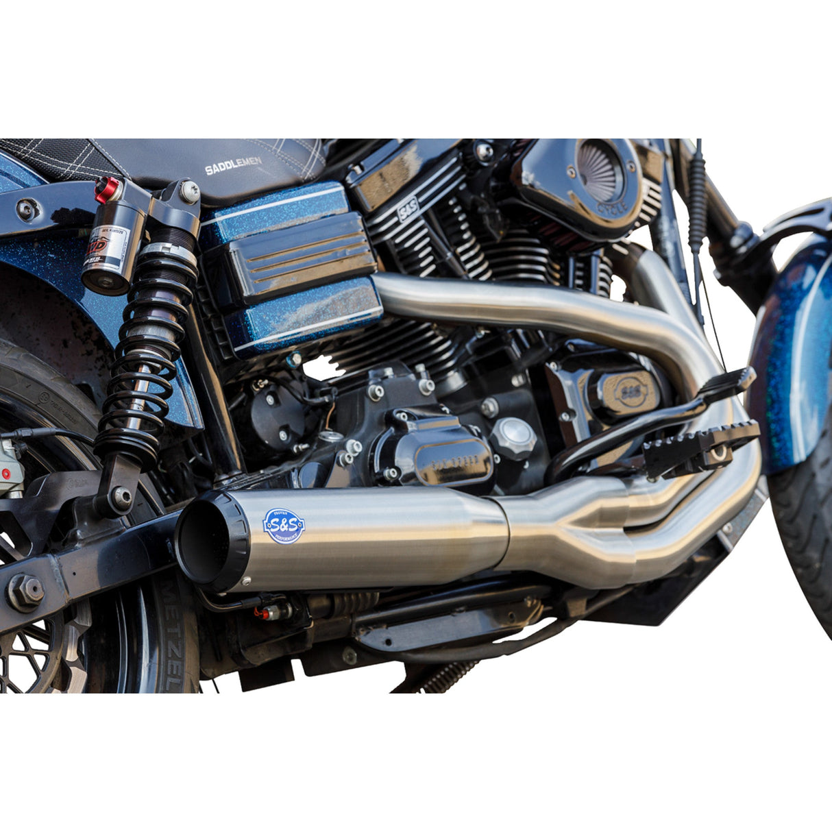 S&S Cycle 2-Into-1 Qualifier Exhaust System Brushed - 550-1097 For Harley Dyna 2006-2007