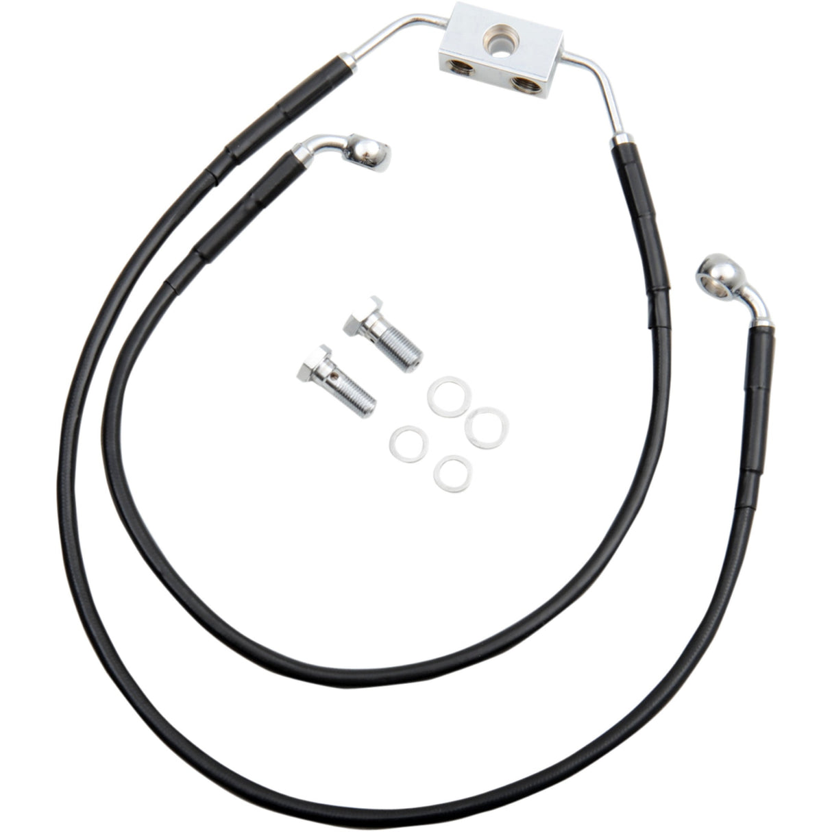 Drag Specialties Extended Length Black Vinyl Brake Line Kit Front Black +6" For Harley Dyna Wide Glide 2012-2017