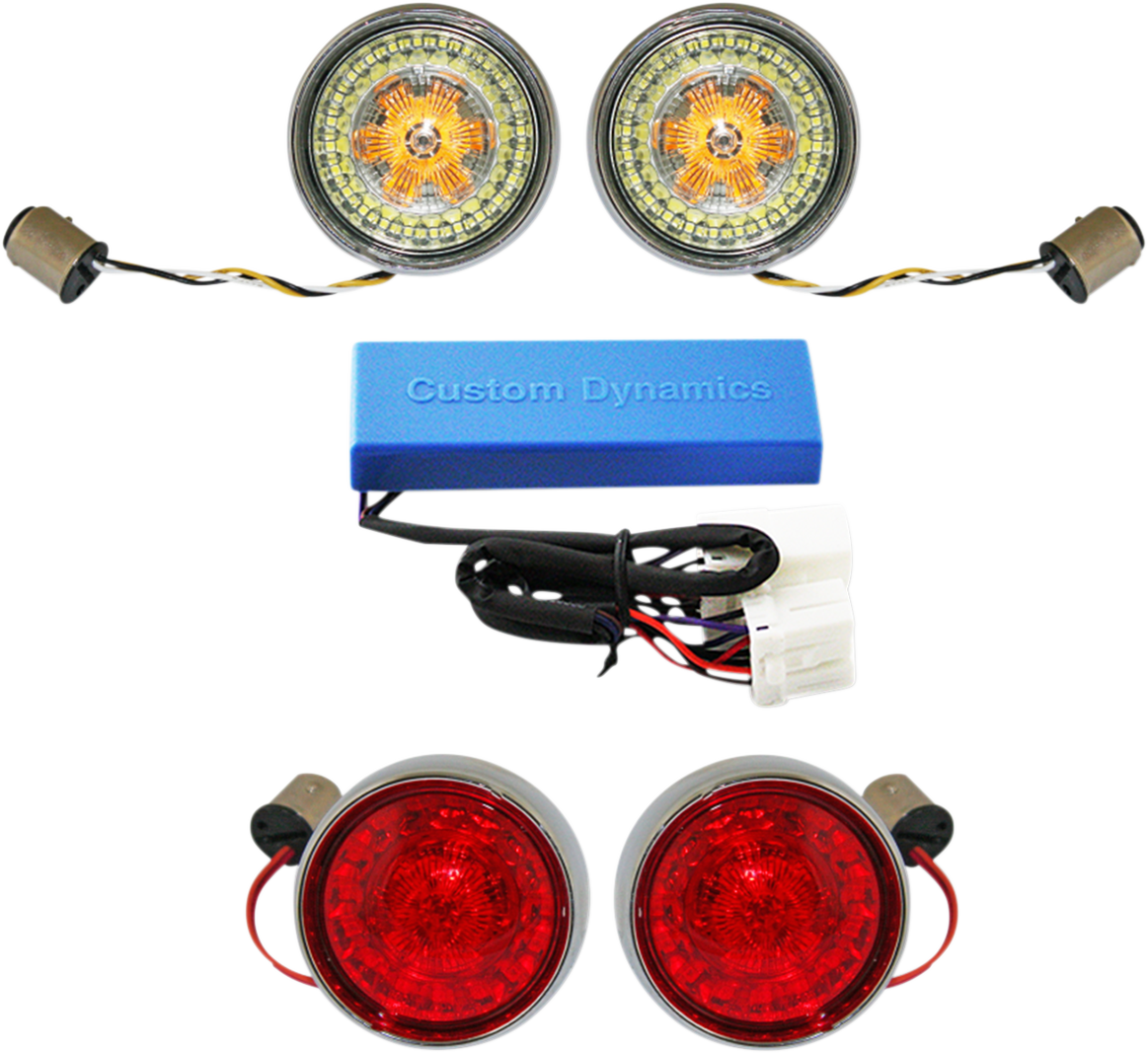 Complete Front & Rear Turn Signal Conversion Kit with Bullet Bezel Lenses