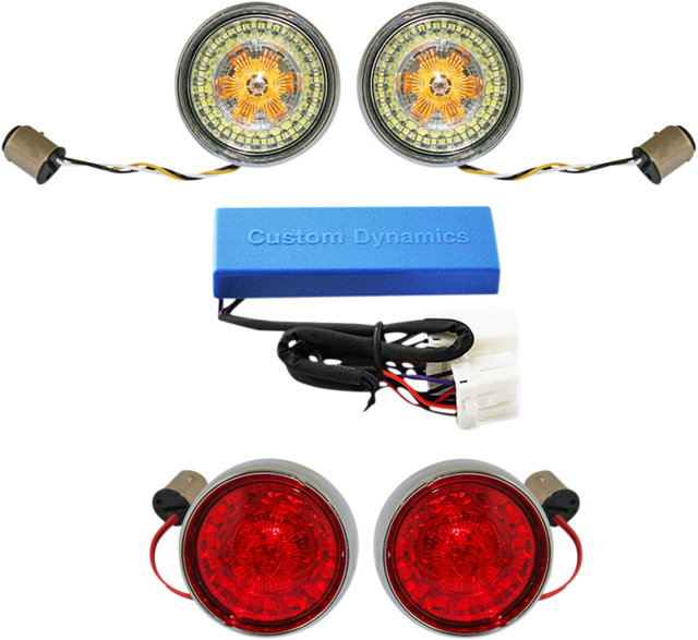 Complete Front & Rear Turn Signal Conversion Kit with Bullet Bezel Lenses