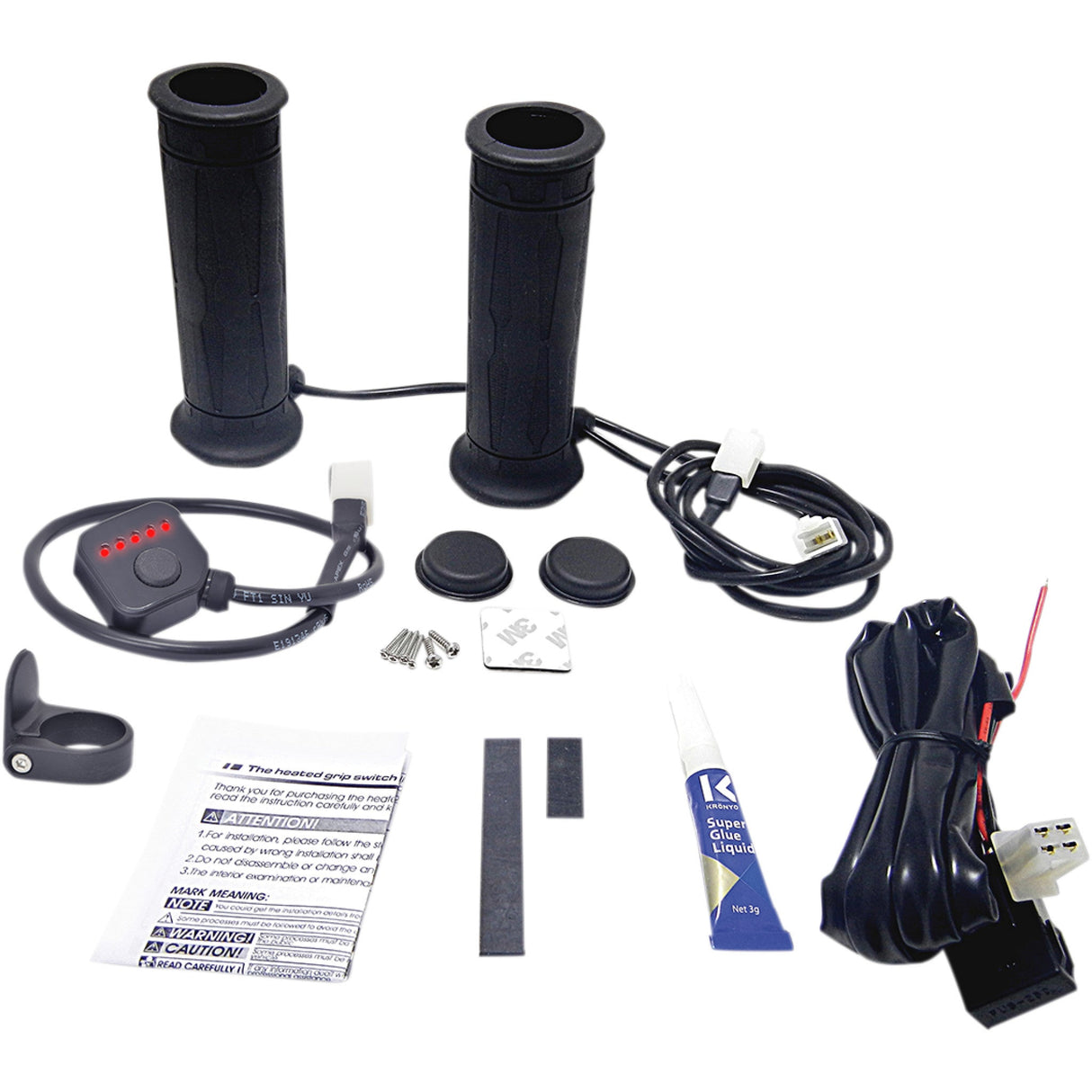 KOSO NORTH AMERICA 0631-0167 AM10703G 5 Level Twist Throttle Heated Grips Grips - Heated - Twist Throttle - 5 Level - 7/8"