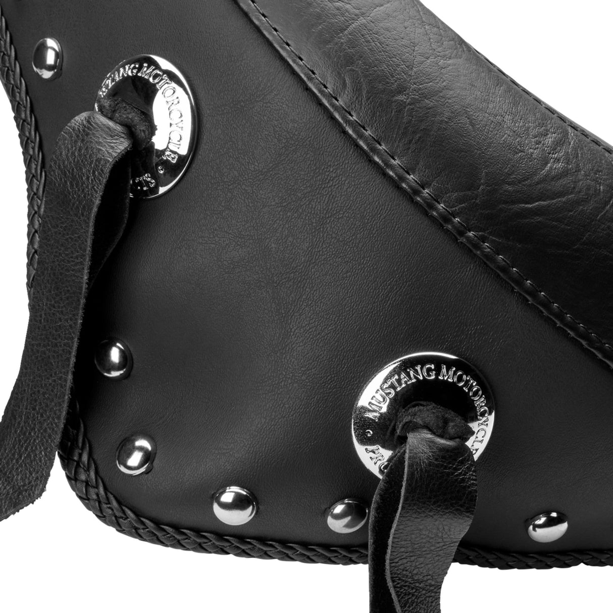 Mustang Wide Solo Seat With Removable Backrest With Backrest Black Studded With Concho - 79120 For Harley Softail 2000-2006