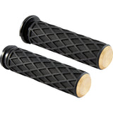Arlen Ness Diamond Grips TBW Brass - 500-009 For Harley Motorcycles 2008-2025