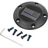 Figurati Designs Timing Cover 5 Hole Blue Line American Flag Black - FD71-TC-5H-BLK For Harley Motorcycles 1999-2017