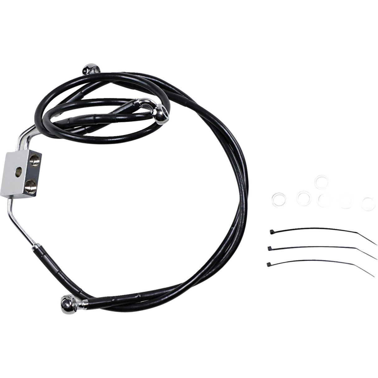Drag Specialties Extended Length Black Vinyl Brake Line Kit Front Black +10" For Harley Fat Bob 2012-2017