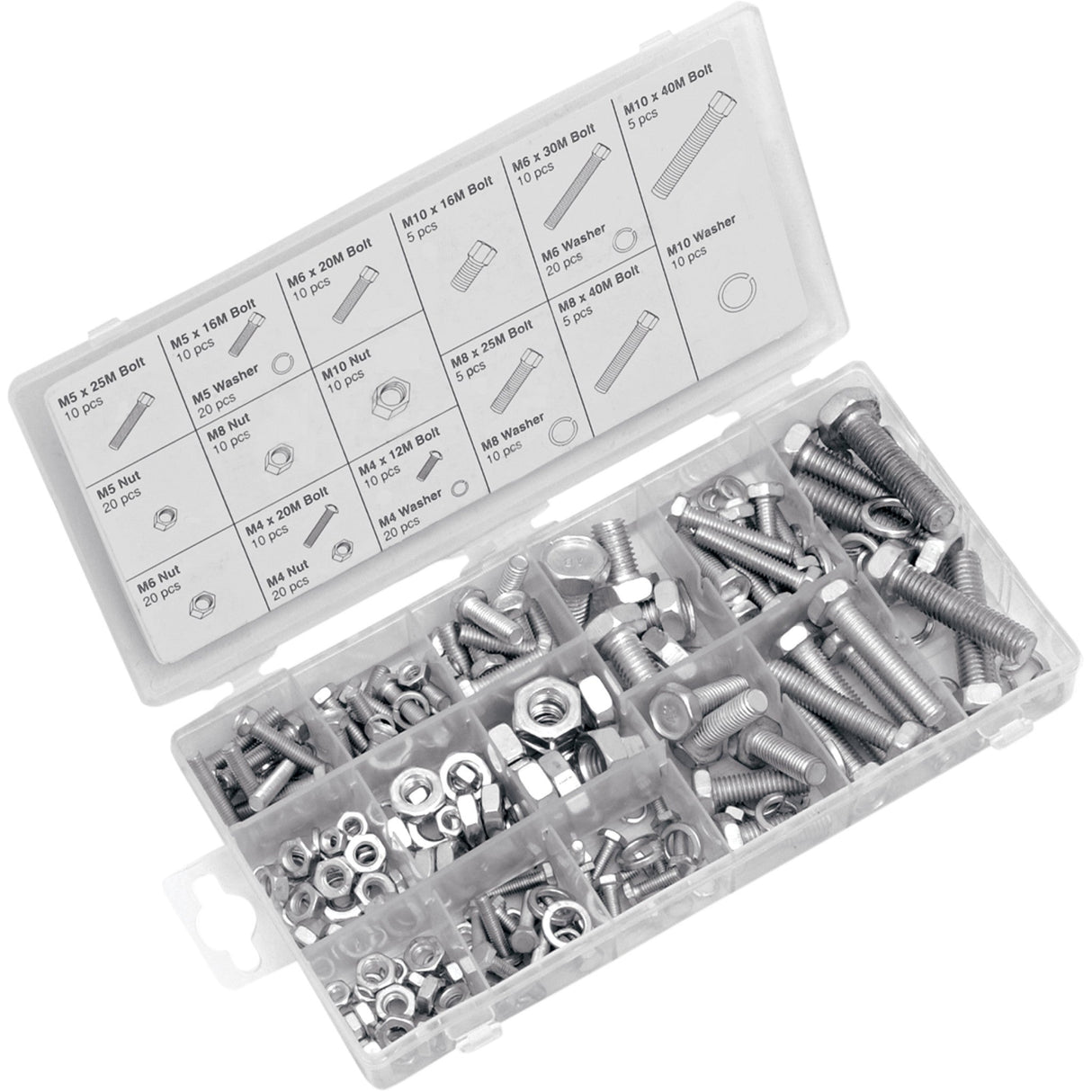 PERFORMANCE TOOL 2402-0095 W5334 Bolt-Nut-Washer Assortment Metric Nut/Bolt Assortment 240-Piece