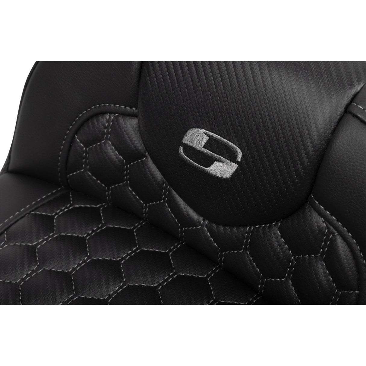 SADDLEMEN 0801-1764 823-07-190B2 Roadsofa™ Extended Reach Seat - with Backrest - Honeycomb - Dark Gray Stitch - FLTR/FLHX 23-24