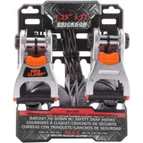 ERICKSON 3920-0417 31353 Ratchet Tie-downs with Web Clamps and Safety Hooks Ratchet Tie-Down - 1.25" x 12' - Gray