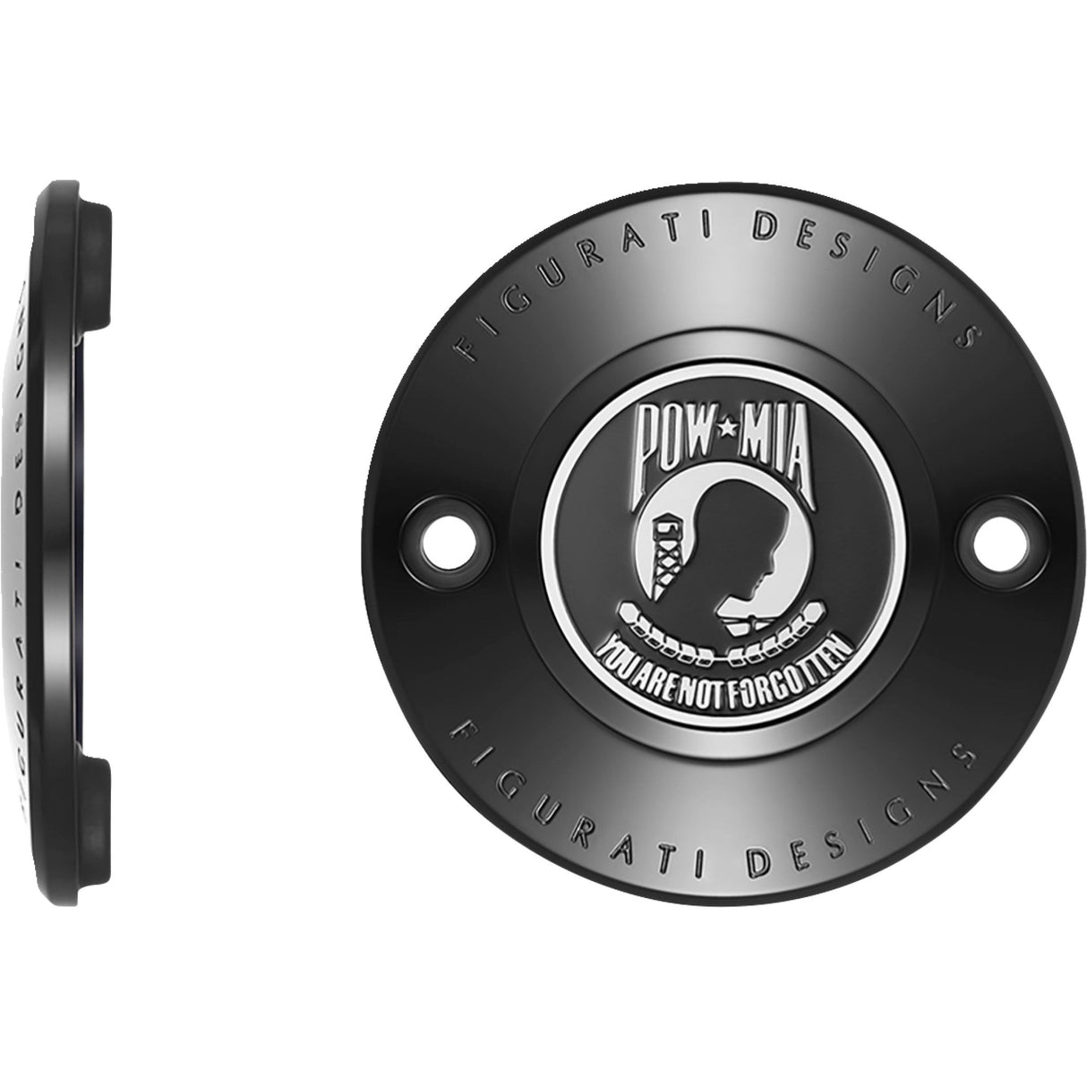 Figurati Designs Timing Cover 2 Hole POW MIA Black - FD50-TC-2H-BLK For Harley Motorcycles 2017-2022