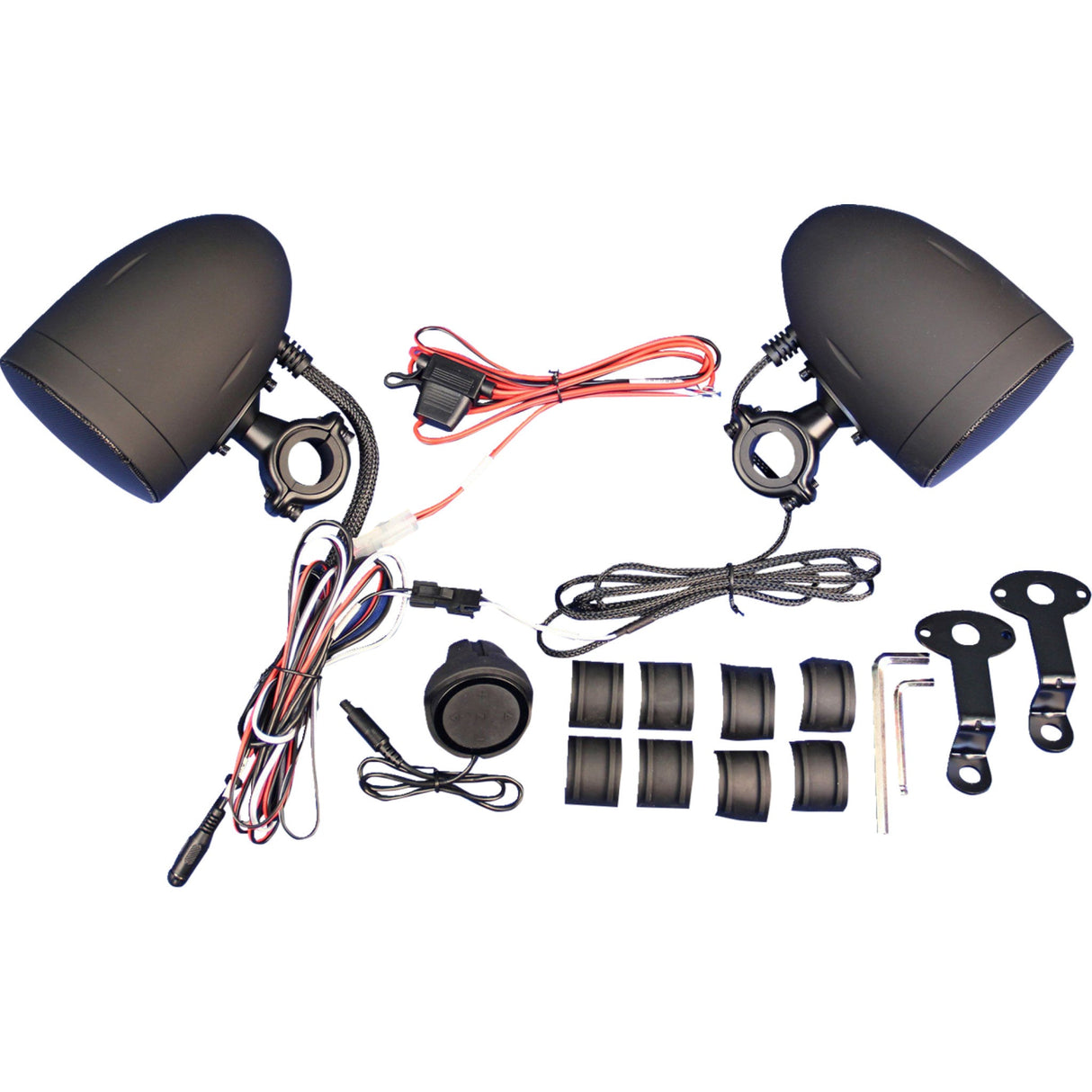 J & M 4405-1043 MHAS-BLU3B Self-Amplified Handlebar Speakers Amplified Speaker Kit - Handlebar - Black