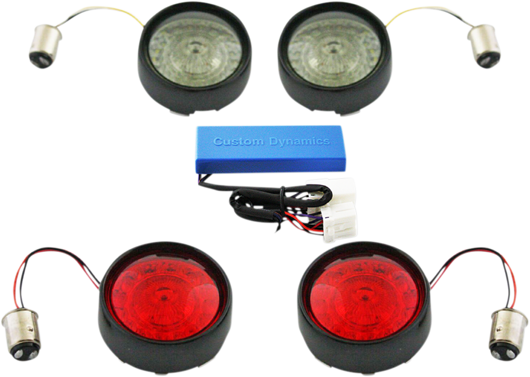 Complete Front & Rear Turn Signal Conversion Kit with Bullet Bezel Lenses