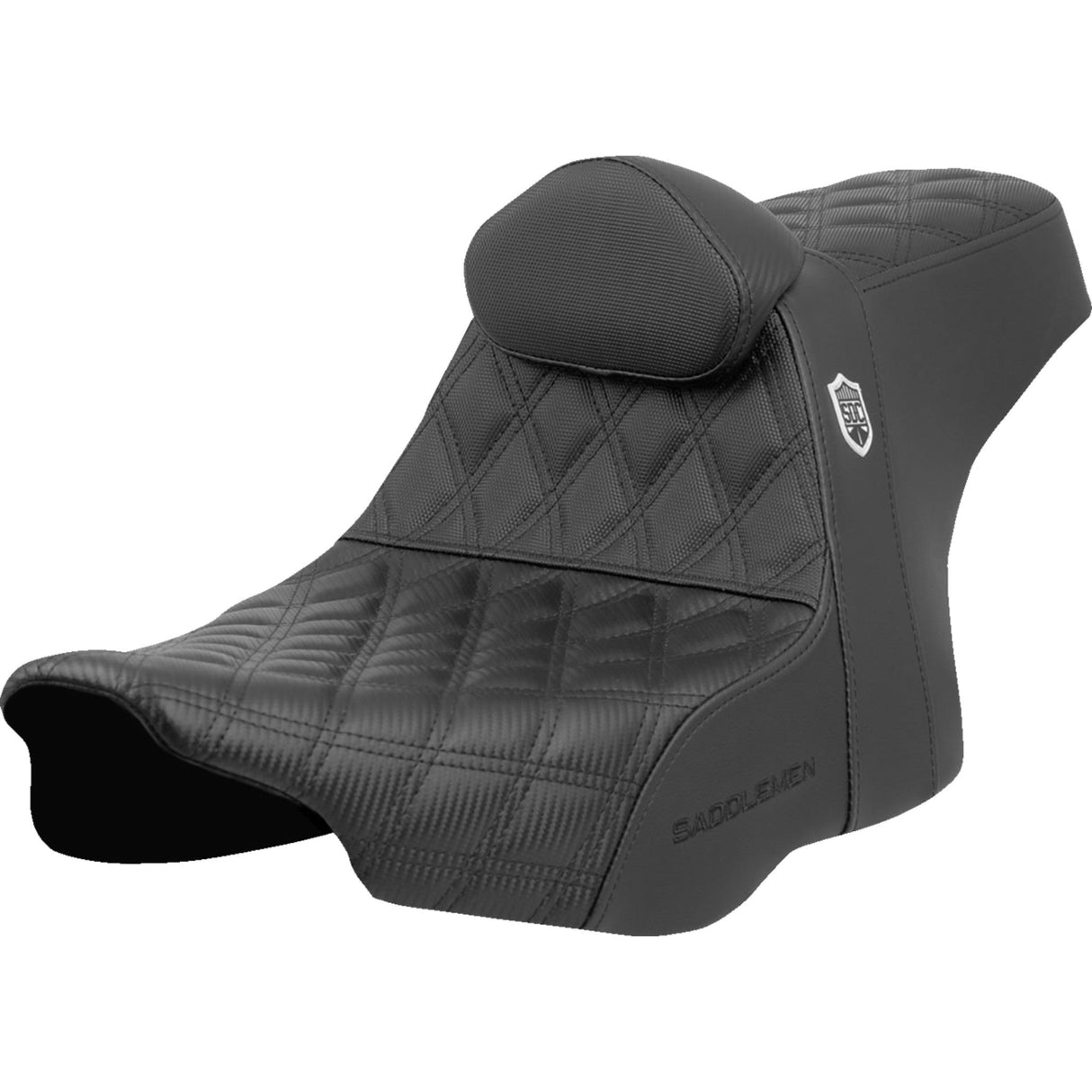 Saddlemen Pro Series SDC Performance Grip Seat Lattice Stitch Gripper With Backrest - SC82307DB0 For Harley Touring 2023-2026
