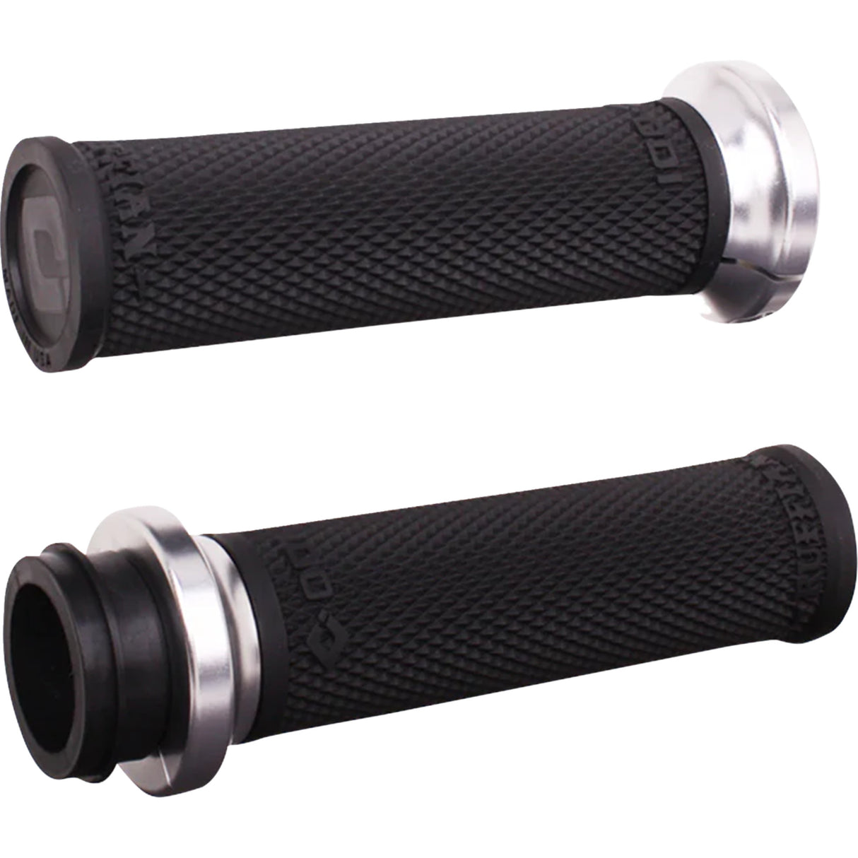 ODI Ruffian Lock-On Street Grips Indian TBW Black Silver - V30ITWB-S For Indian 2018-2024