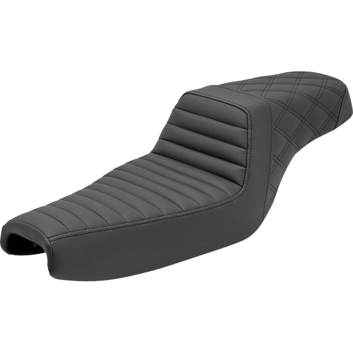 Saddlemen Step-Up Seat — Rear Lattice Stitch Front Tuck-N-Roll Black - 807-11-176 For Harley Sportster 2004-2022 (3.3G Tank)