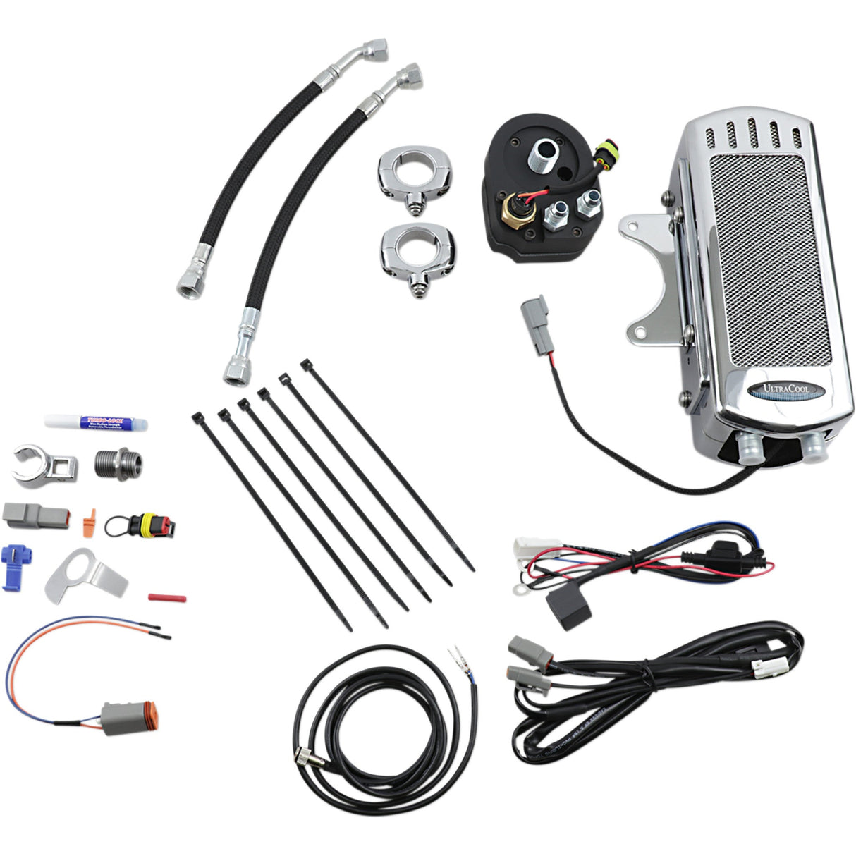 Ultracool Side Mount Oil Cooler With Fan Kit Chrome FXR Touring - SMT-1C For Harley Motorcycles 1984-2008