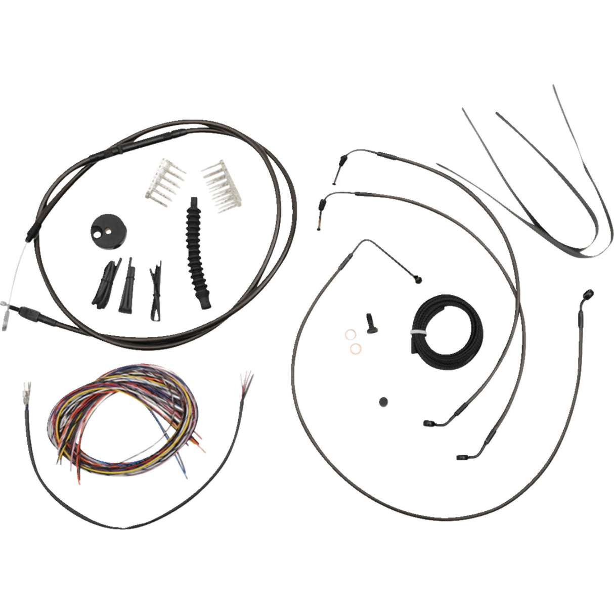 LA Choppers Complete Midnight Braided Handlebar Cable Brake Line Kit — Standard Quick Connect 12"-14" - LA-8155KT2-13M For Harley Softail 2018-2022