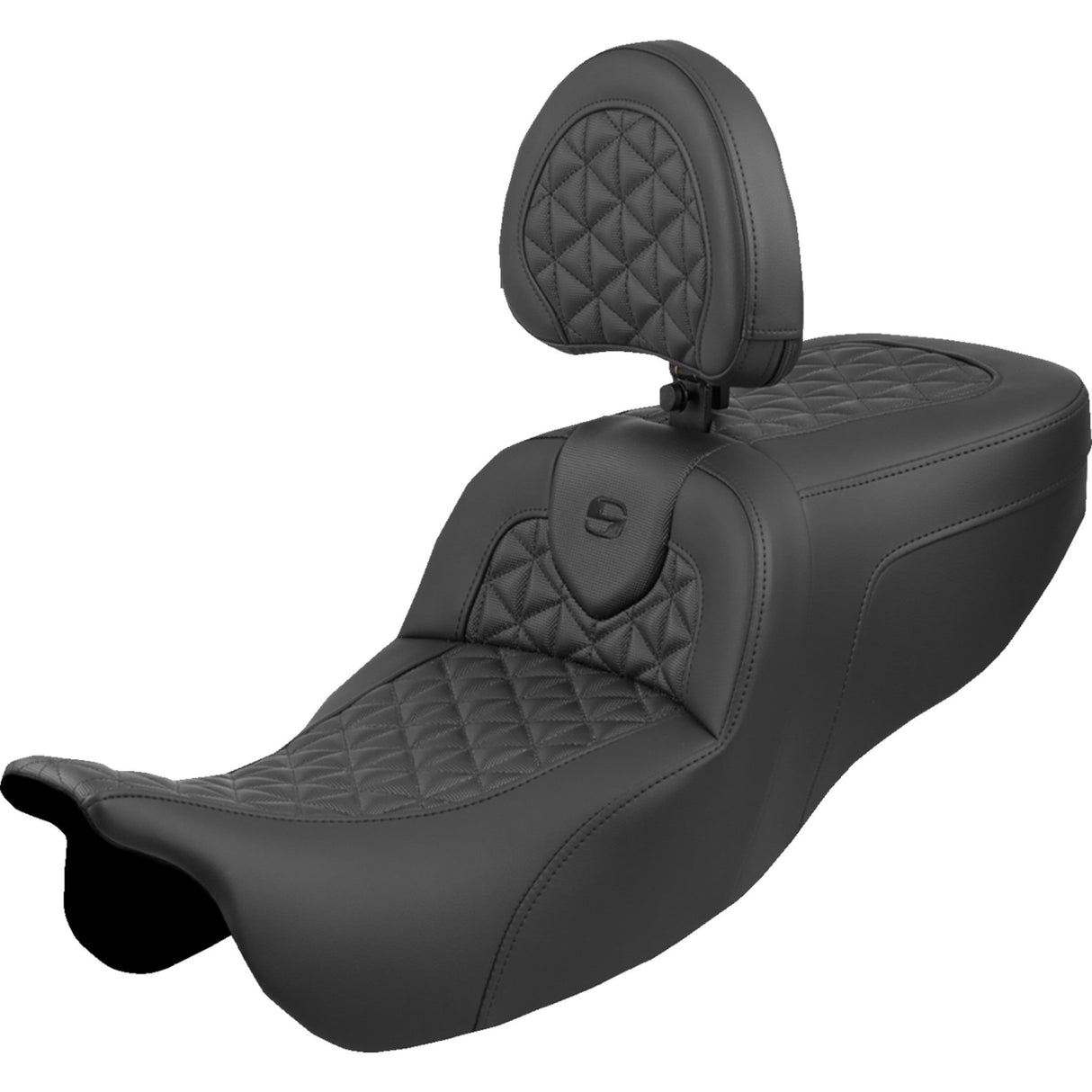 Saddlemen RoadSofa™ Seat With Backrest Tri-Gripper - 815-07-210B0 For Harley Touring 2015-2025