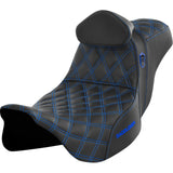 Saddlemen Pro Series SDC Performance Grip Seat With Backrest Blue Stitch - SC80807BLURT For Harley Touring 2008-2024