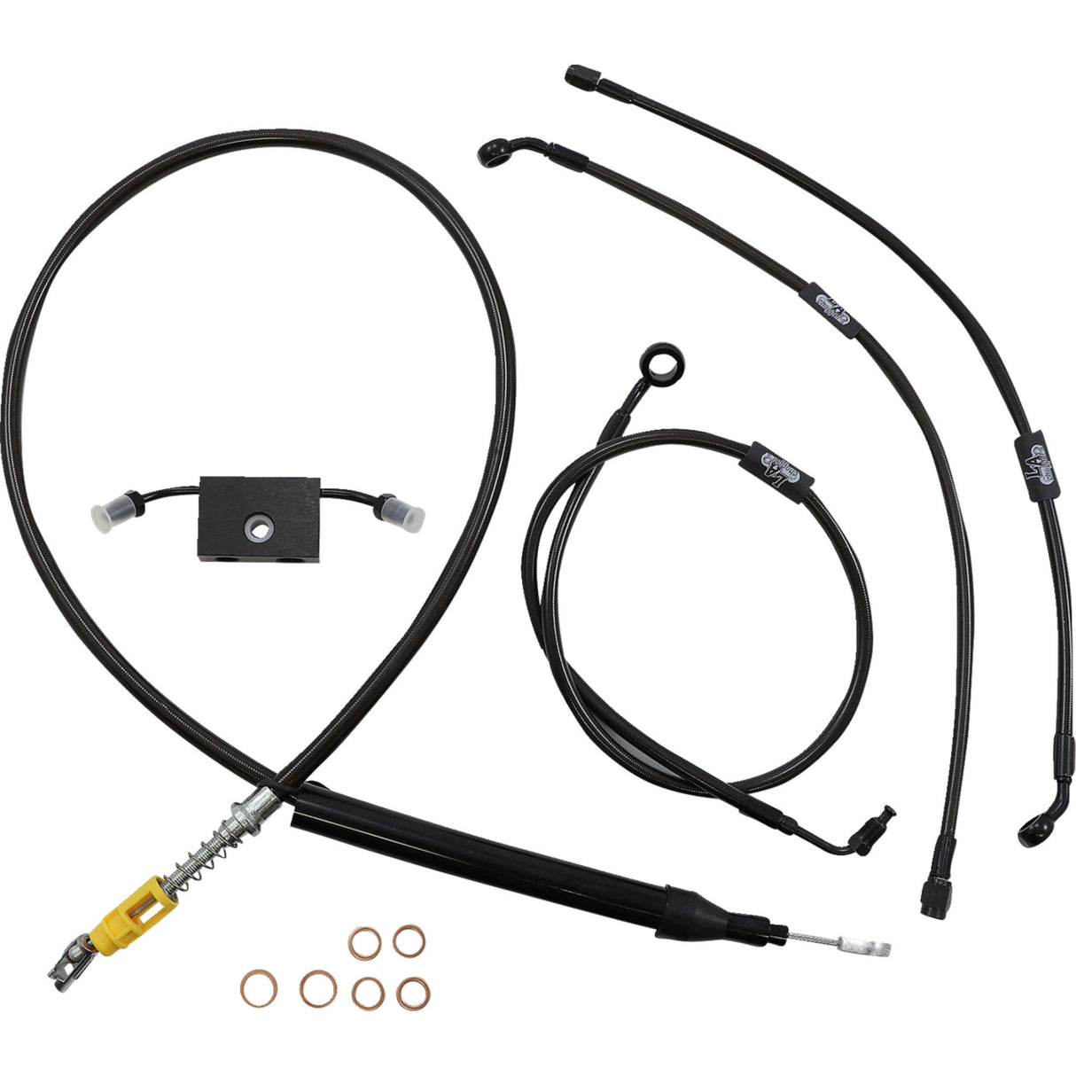 LA Choppers Standard Midnight Braided Handlebar Cable Brake Line Kit — Ape Hanger 12"-14" Ape Hangers - LA-8157KT-13M For Harley Softail 2018-2024
