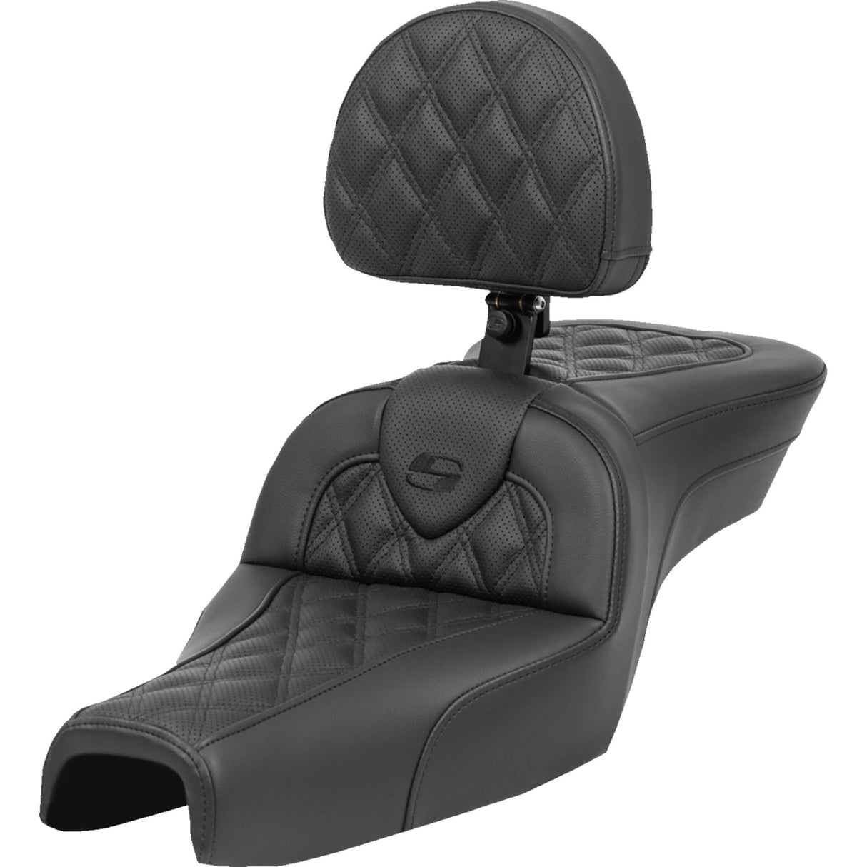 Saddlemen Roadsofa™ Standard Reach Seat With Backrest Lattice Stitch - 807-03-182BR For Harley Sportster 2004-2020 (4.5G Tank)