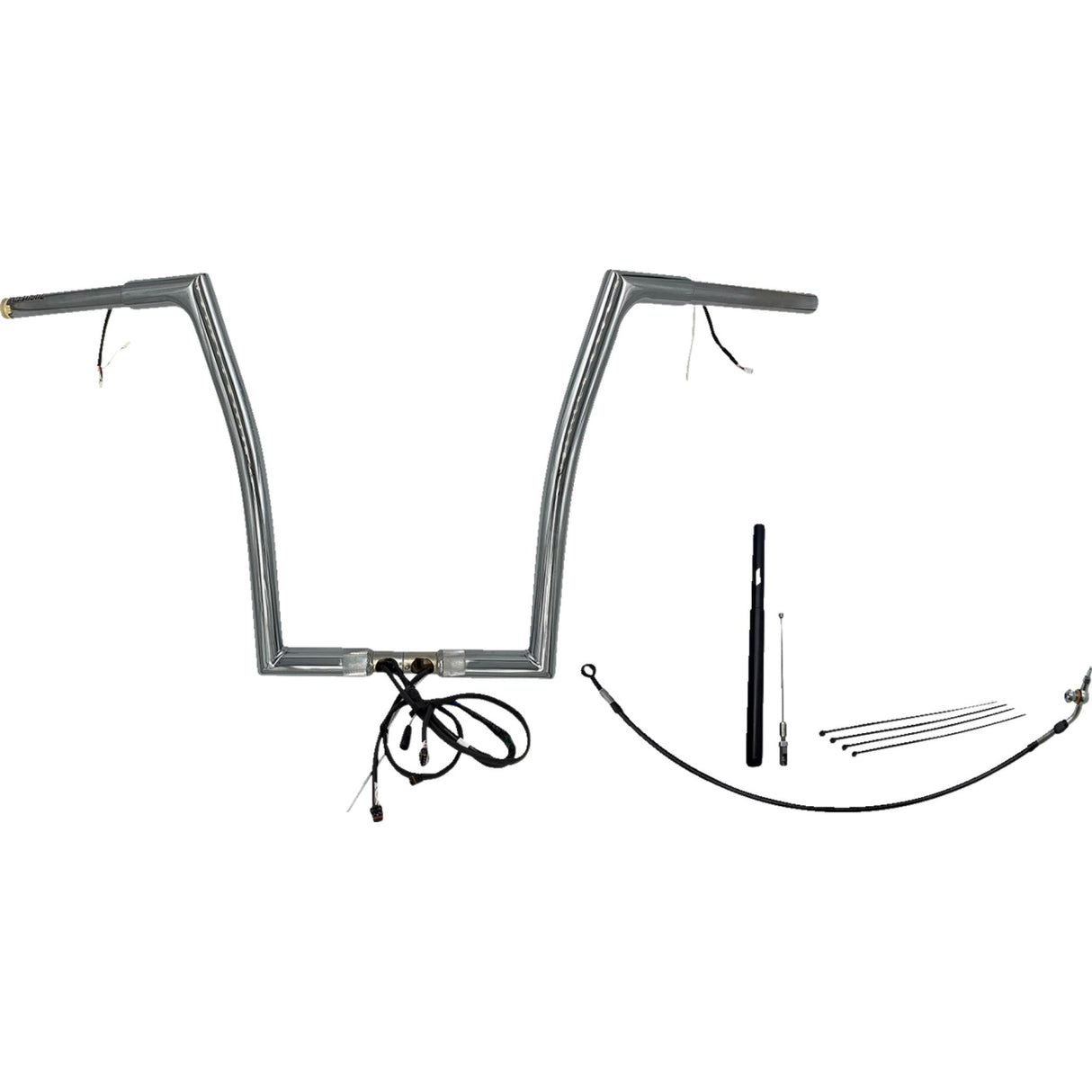 FAT Baggers INC. EZ Install Wired 1-1/4" Flat Top Handlebar Kit 16" Chrome - 712916 For Harley Road Glide 2021-2022