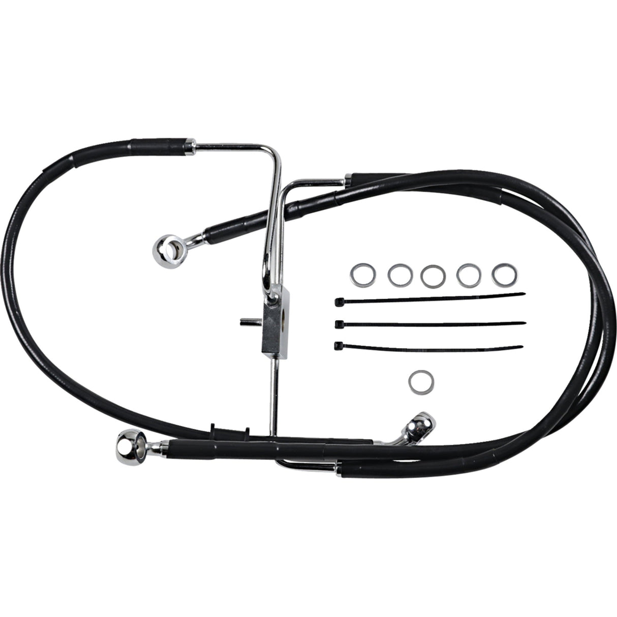 Drag Specialties Extended Length Stainless Steel Brake Line +2" Black For Harley 1200 Roadster 2016-2020