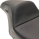 Slyfox The Drifter Seat Black Logo Smooth Vinyl Carbon Fiber For Harley Touring 1997-2007