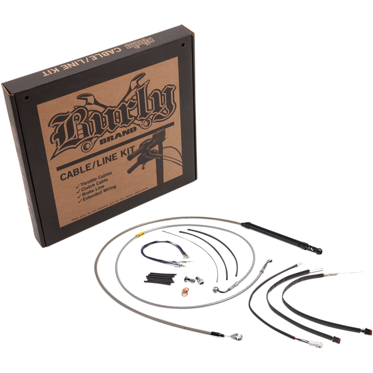 BURLY BRAND 0662-0713 B30-1243 Handlebar Cable and Brake Line Kit for Burly Ape Handlebars - 14" Gorilla Handlebars - Stainless