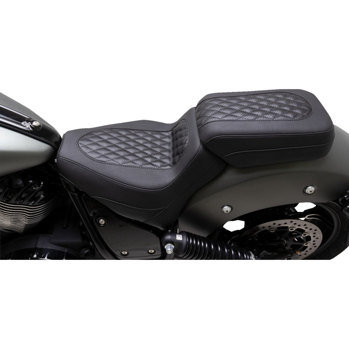 Mustang Squareback Passenger Seat Passenger Black Diamond Stitch - 88202 For Indian 2022-2024