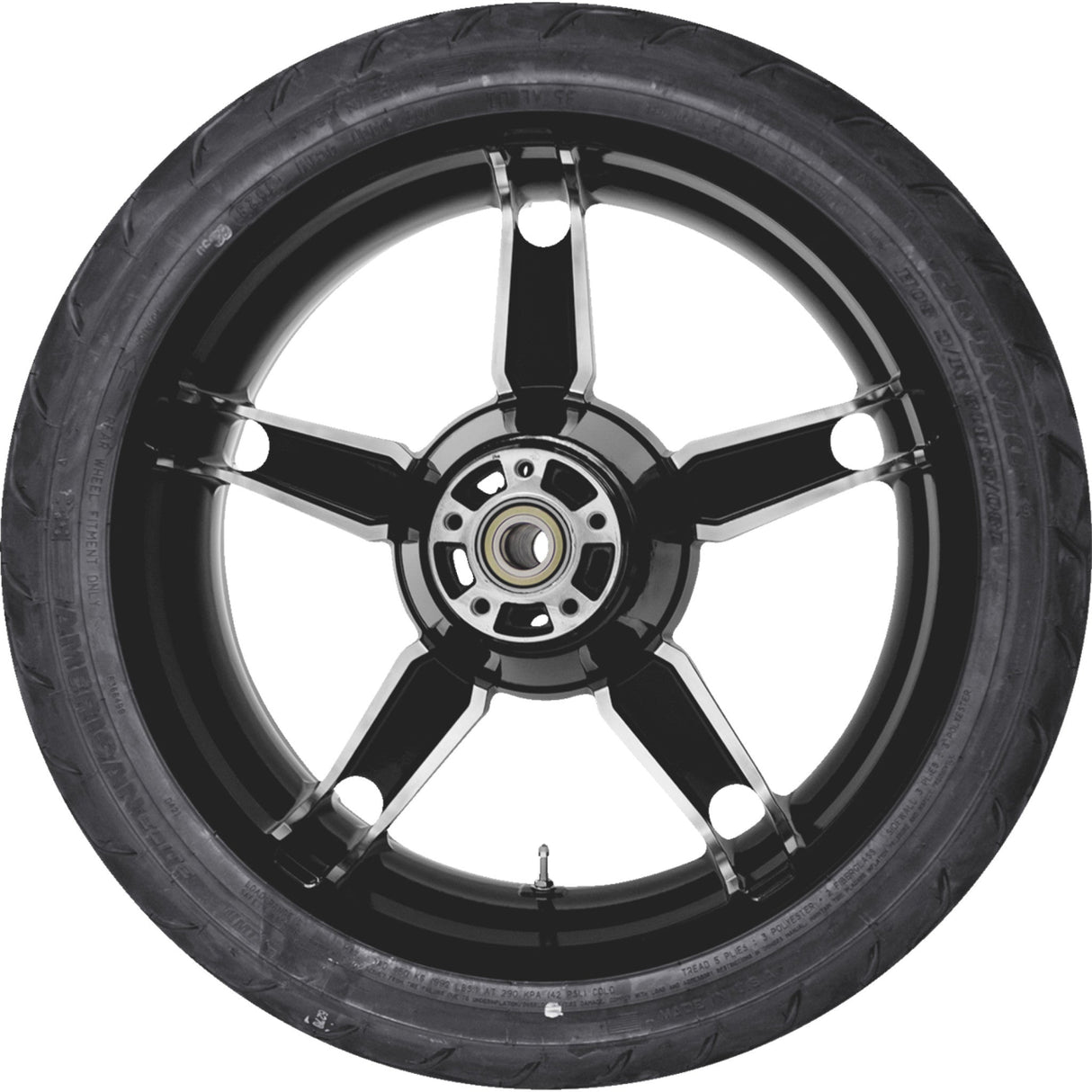 COASTAL MOTO 0336-0039 PKG-DAY185BC-24ABST Daytona Rear Wheel/Tire Combinations with TPMS Pre-Installed Daytona Rear Wheel - Black Cut (18") | Dunlop AE Tire (180/55B18)